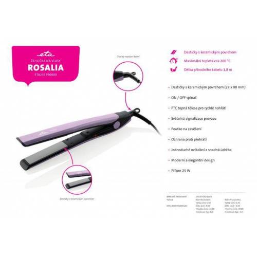 Eta Plaukų tiesintuvas ETA233790000 ROSALIA 14,00 EUR Eta Plaukų tiesintuvas ETA233790000 ROSALIA 14,00 EUR
