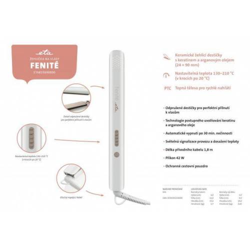 Eta Plaukų tiesintuvas ETA833690000 FENITE su keramikinėmis plokštelėmis 25,99 EUR Eta Plaukų tiesintuvas ETA833690000 FENITE su keramikinėmis plokštelėmis 25,99 EUR
