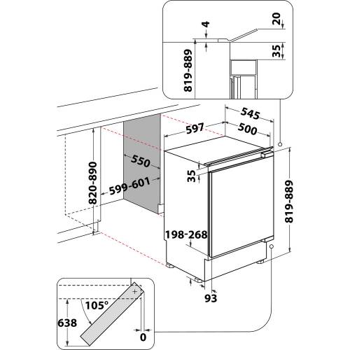 Šaldytuvas Whirlpool ARG 590, įmontuojamas