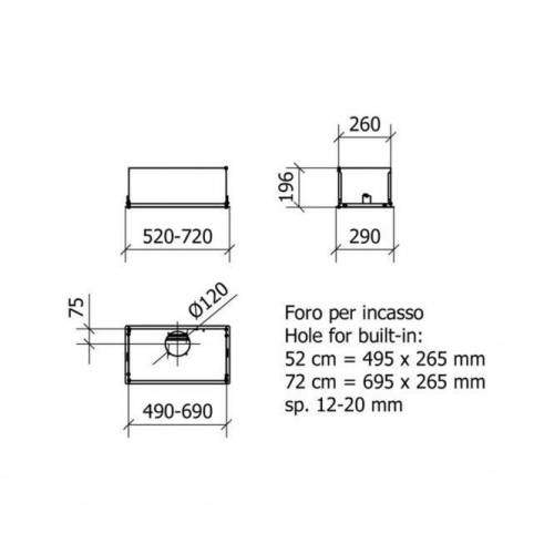 Baraldi Ner.plieno spalvos į spintelę montuojamas gartraukis Baraldi BLOCK Star 52 cm 380m3/h 188,00 EUR
