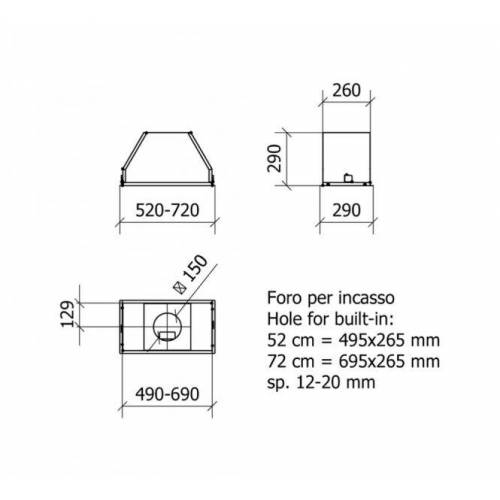 Baraldi Baltos spalvos į spintelę montuojamas gartraukis Baraldi BLOCK Star Plus 72 cm 700m3/h 375,00 EUR