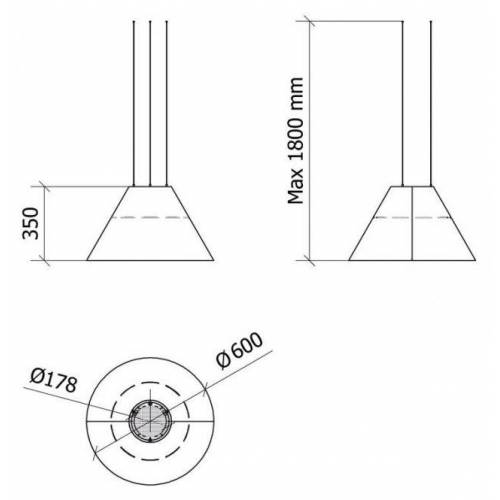 Baraldi Ner.plieno spalvos į lubas troseliais montuojamas gartraukis Baraldi EVA Pendent 60 cm 800 m3/h 920,00 EUR