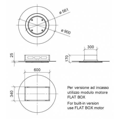 Baraldi Juodos/ner. plieno spalvos apskritimo formos prie lubų montuojamas gartraukis Baraldi COMET Free 90cm diam. 900m3/h 9...