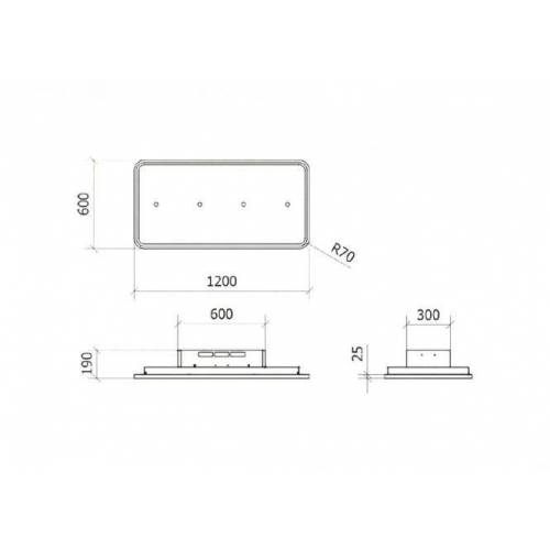 Baraldi Chromo/baltos spalvos prie lubų montuojamas gartraukis Baraldi NOTA Free 90*60 cm 900m3/h 1,130.00