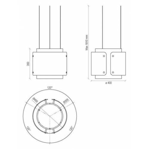 Baraldi Ner.plieno/balto stiklo į lubas troseliais montuojamas gartraukis Baraldi DESSY Pendent 40 cm 700 m3/h 860,00 EUR