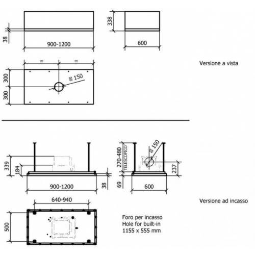 Baraldi Ner.plieno pilnai į lubas įmontuojamas gartraukis be variklio Baraldi FLEXIA FLAT Ceiling 120*60 cm 1,150.00