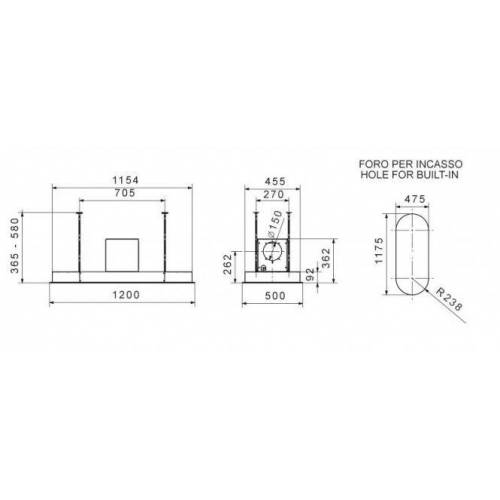 Baraldi Baltos spalvos/stiklo pilnai įmontuojamas į lubas gartraukis su varikliu Baraldi UNIKA INCASSO Ceiling 120*50 700m3/h...