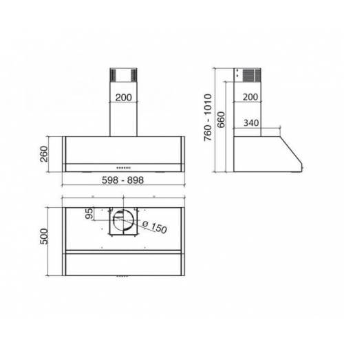 Baraldi Ner.plieno spalvos T formos prie sienos montuojamas gartraukis Baraldi RETTA 60cm 700m3/h 438,00 EUR