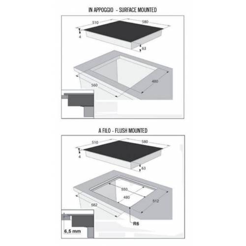 Baraldi Įmontuojamą į stalviršį indukcinė 60cm pločio kaitlentė Baraldi LUX 60 490,00 EUR
