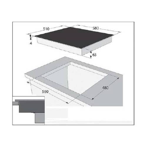 Baraldi Įmontuojama ant stalviršio indukcinė su metalo briauna 60cm pločio kaitlentė Baraldi LUX Indy 550,00 EUR