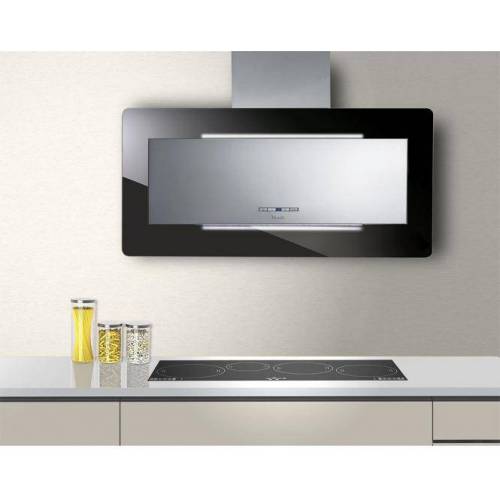 Baraldi Ner.plieno/juodo stiklo T formos montuojamas prie sienos gartraukis Baraldi TRISIA wall 90cm 700m3/h 710,00 EUR
