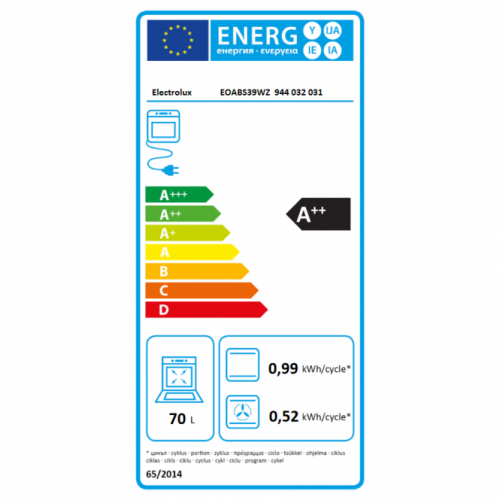 ELECTROLUX Juodos spalvos garinė orkaitė Electrolux EOABS39WZ 1,129.00
