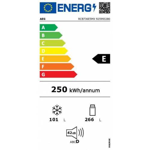 AEG 201 cm aukščio ner.plieno spalvos šaldytuvas su šaldikliu AEG RCB736E7MX 799,00 EUR