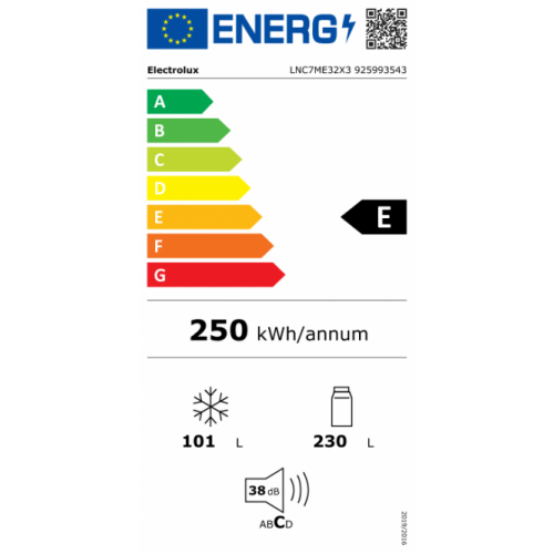 ELECTROLUX 186 cm ner plieno spalvos No Frost šaldytuvas Electrolux LNC7ME32X3 729,00 EUR