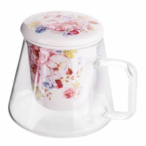 Altom Design Stiklinis puodelis su porcelianinių filtru „Gėlės“ 300ml 14,59 EUR