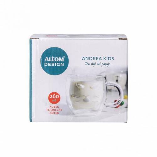 Altom Design Dvigubo stiklo puodelis vaikams su rankena „Katinėlis“ 260ml 10,99 EUR