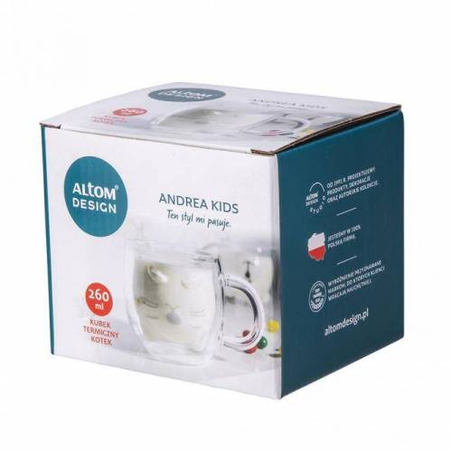Altom Design Dvigubo stiklo puodelis vaikams su rankena „Katinėlis“ 260ml 10,99 EUR