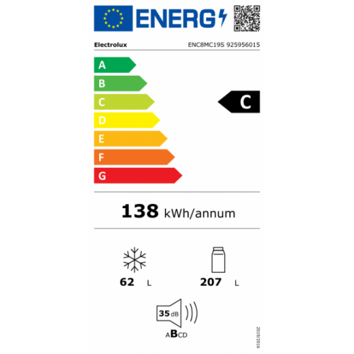 ELECTROLUX 188 cm. NoFrost įmontuojamas šaldytuvas su šaldikliu Electrolux ENC8MC19S 1,249.00