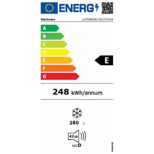 ELECTROLUX 186cm ner.plieno spalvos šaldiklis No Frost Electrolux LUT6NE28U 739,00 EUR