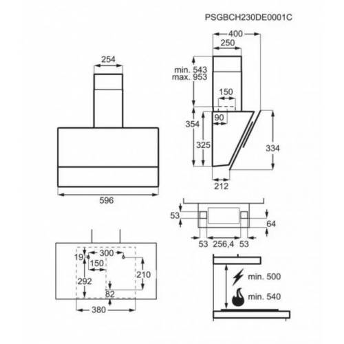 ELECTROLUX Juodos spalvos 60 cm pločio prie sienos montuojamas gartraukis Electrolux LFV626K 379,00 EUR