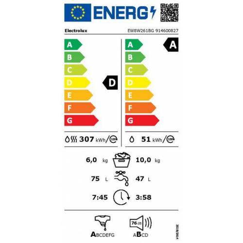 ELECTROLUX Juodos spalvos skalbyklė su džiovinimu Electrolux EW8W261BG 779,00 EUR