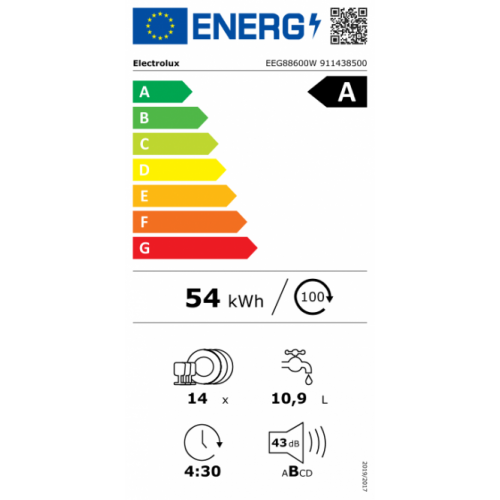 ELECTROLUX 60 cm pločio įmontuojama indaplovė Electrolux EEG88600W 649,00 EUR