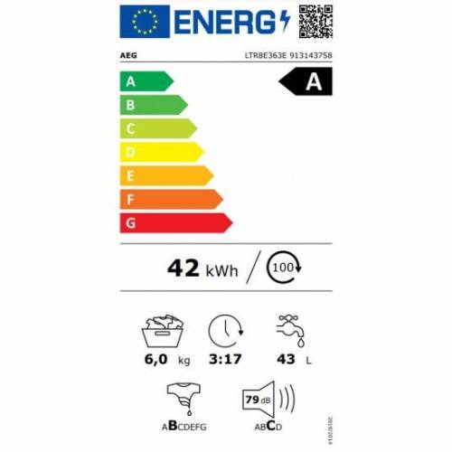 AEG Iš viršaus pakraunama skalbyklė AEG LTR8E363E 569,00 EUR