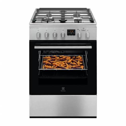 ELECTROLUX 60cm.pločio ner.plieno spalvos dujinė viryklė su el. orkaite Electrolux LKK664220X 489,00 EUR