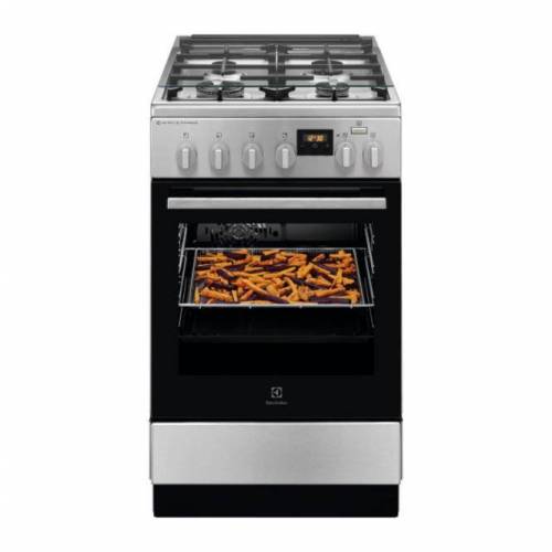 ELECTROLUX 50 cm pločio ner.plieno spalvos dujinė viryklė su el. orkaite Electrolux LKK560222X 439,00 EUR