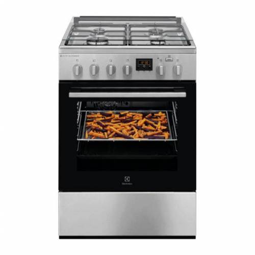 ELECTROLUX 60 cm pločio ner.plieno spalvos dujinė viryklė su el orkaite Electrolux LKK660221X 439,00 EUR