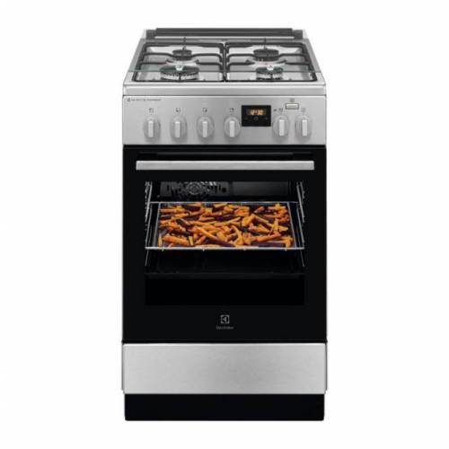 ELECTROLUX 50 cm pločio ner.plieno spalvos dujinė viryklė su el. orkaite Electrolux LKK560228X 399,00 EUR
