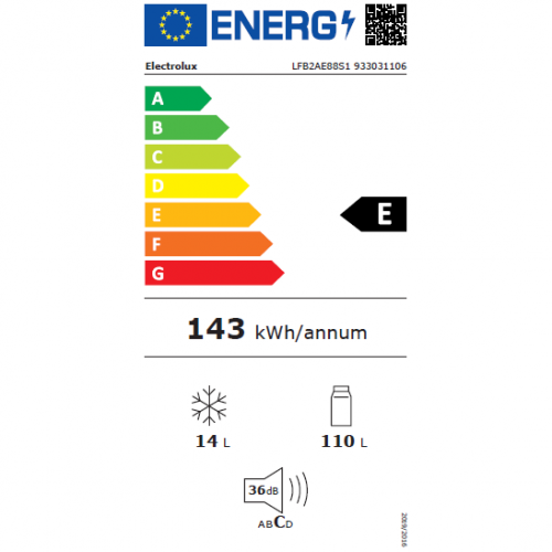 ELECTROLUX Į 88 cm nišą įmontuojamas šaldytuvas su šaldikliu Electrolux LFB2AE88S1 429,00 EUR