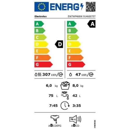 ELECTROLUX Skalbimo mašina su džiovinimu Electrolux EW7WP468W 599,00 EUR