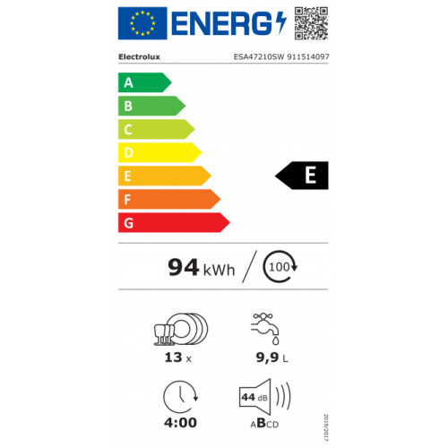 ELECTROLUX 60cm pločio baltos spalvos indaplovė Electrolux ESA47210SW 409,00 EUR