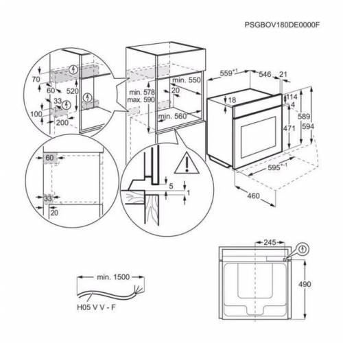 AEG Juodos spalvos el.orkaitė su pirolize AEG OA5PB531AB 569,00 EUR