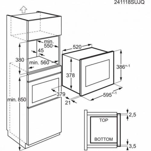 AEG Juodos spalvos 38cm aukščio įmontuojama mikrobangų krosnelė AEG OS5GM251EB 399,00 EUR