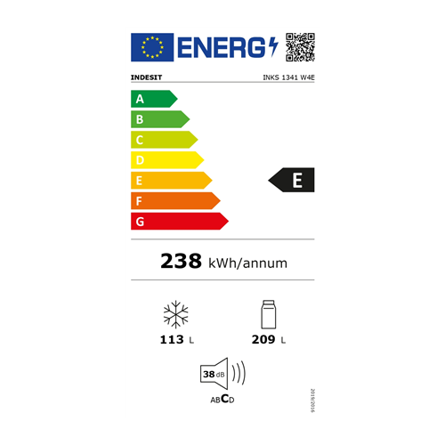 INDESIT Šaldytuvas su šaldikliu apačioje Indesit INKS 1341 W4E 315,00 EUR