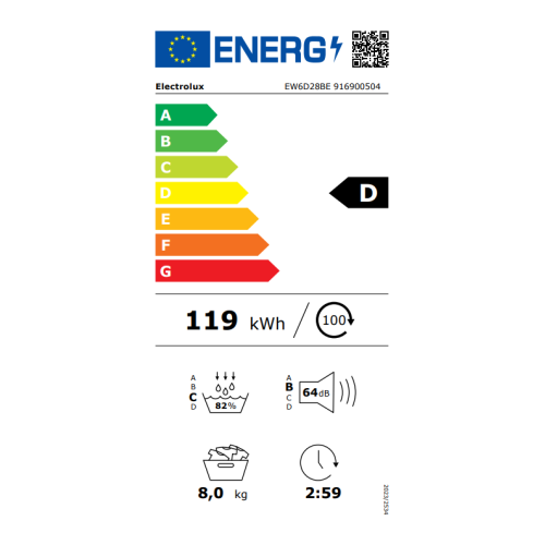 ELECTROLUX Džiovyklė su šilumos siurbliu Electrolux EW6D28BE 560,00 €