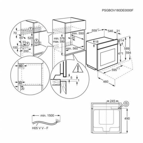 ELECTROLUX Juodos spalvos garinė orkaitė Electrolux LOB9S3XZ 1,029.00