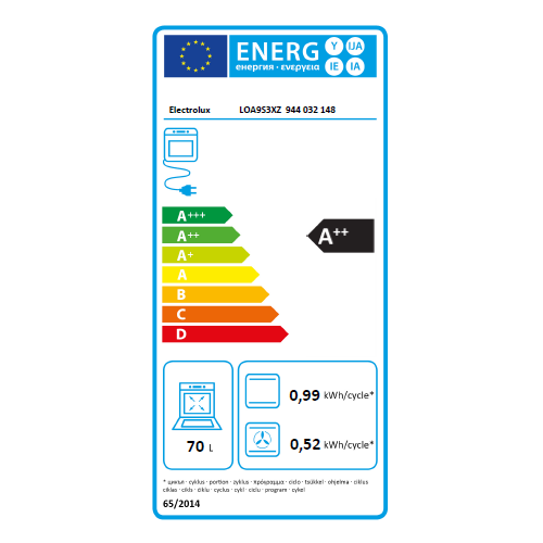 ELECTROLUX Juodos spalvos garinė orkaitė(Sous Vide) Electrolux LOA9S3XZ 1,059.00