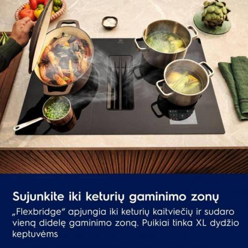 ELECTROLUX 80 cm pločio indukcinė kaitlentė su integruotu gartraukiu Electrolux ECC8549 1,749.00