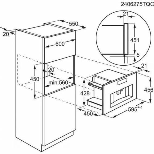 AEG Juodos matinės spalvos 45cm aukščio įmontuojamas kavos aparatas AEG TC8NK7T 1,860.00