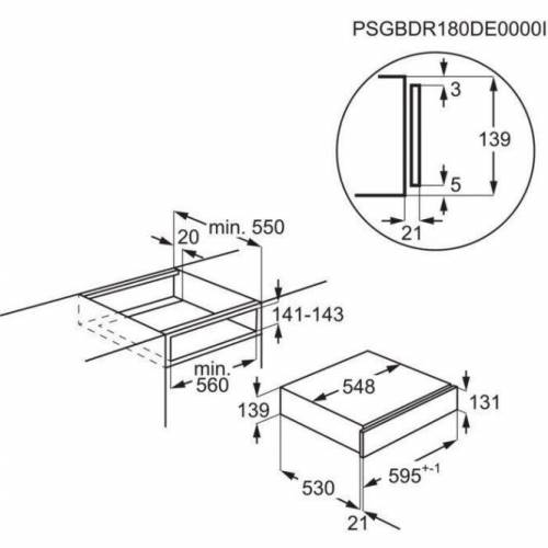 AEG Įmontuojamas 14 cm aukščio juodos spalvos indų pašildymo stalčius AEG NKD914B 625,00 €