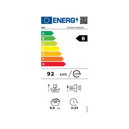 AEG Džiovyklė su šilumos siurbliu AEG TR9394E 749,00 €