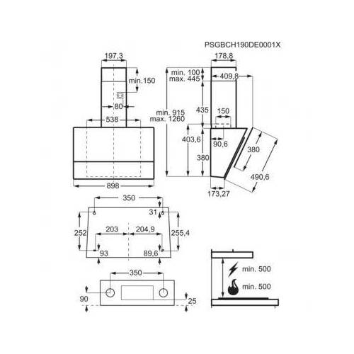 ELECTROLUX Juodos matinės spalvos 90 cm pločio kamino tipo gartraukis Electrolux LFV619Z 469,00 €