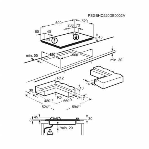 ELECTROLUX Dujinė kaitlentė ant juodo matinio stiklo Electrolux KGG643723L 329,00 €