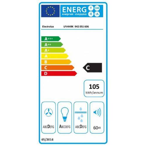 ELECTROLUX 90 cm. pločio juodos spalvos prie sienos montuojamas gartraukis Electrolux LFV449K 425,00 €