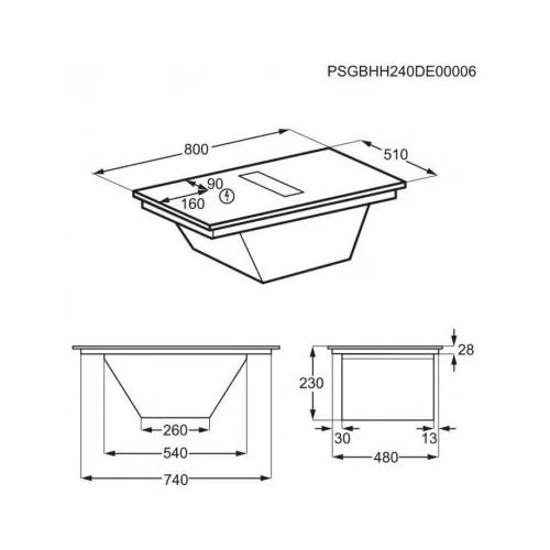 AEG Įmontuojama indukcinė kaitlentė su gartraukiu viename TH84CC23CZ 1,890.00