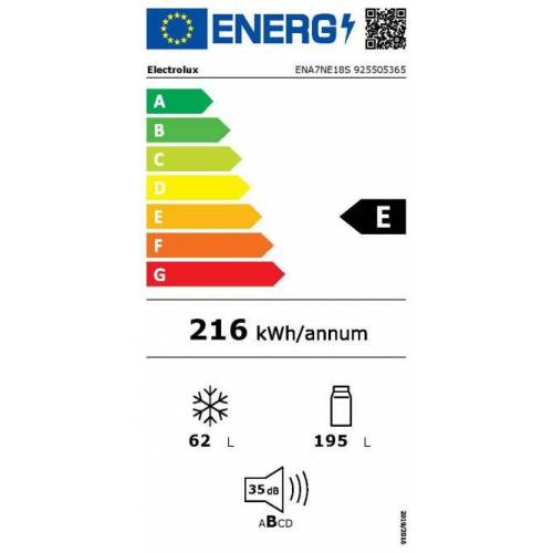 ELECTROLUX 178 cm. įmontuojamas šaldytuvas su šaldikliu Electrolux ENA7NE18S 589,00 €