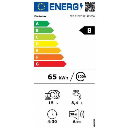 ELECTROLUX 60 cm. pločio įmontuojama indaplovė Electrolux E87LB200T 699,00 €